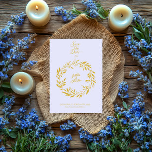 Invitation Lavande douce et cercle or Enregistrer le Mariage