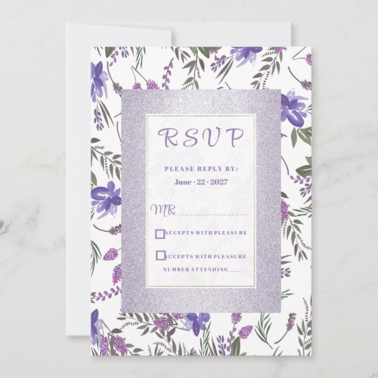 Invitation Lavande douce rose violet vert floral RSVP (Devant)