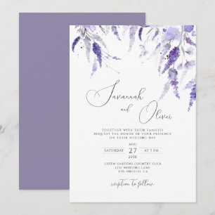 Invitation Lavande Dusty Violet Violet Lilac Mariage Floral