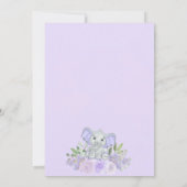 Invitation Lavande Elephant & Floral Baby shower virtuel (Dos)