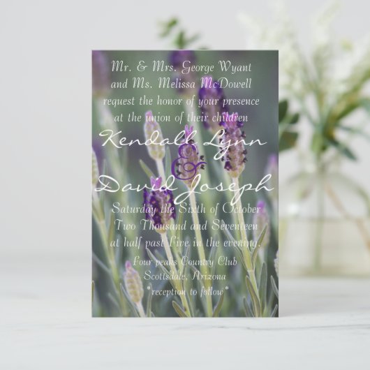 Invitation Lavande en fleur (Debout devant)