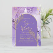 Invitation Lavande énigmatique et Mariage violet or (Debout devant)