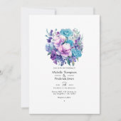 Invitation Lavande et Aqua Floral Mariage (Devant)