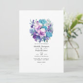 Invitation Lavande et Aqua Floral Mariage (Debout devant)