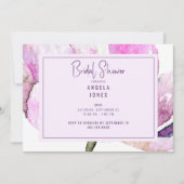 Invitation Lavande et aquarelle rose Floral (Devant)