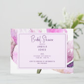 Invitation Lavande et aquarelle rose Floral (Debout devant)