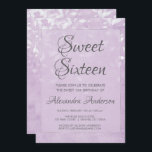 Invitation Lavande et blanc sucré 16 fête d'anniversaire<br><div class="desc">Lavande et Feuilles blancs Confetti Sweet sixteen Invitation. Cette invitation est parfaite pour une fête d'anniversaire de la Purple Lavender et Silver Foil à thème Girl's Sweet 16. Veuillez contacter le concepteur pour les articles correspondants.</div>