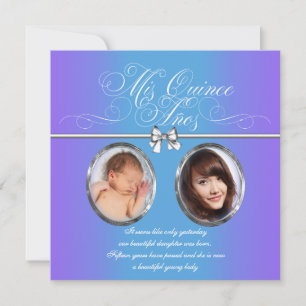 Invitation Lavande et bleu Turquoise violet photo Quinceanera