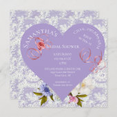 Invitation Lavande et dentelle coeur nuptiale de douche Invit (Devant / Derrière)