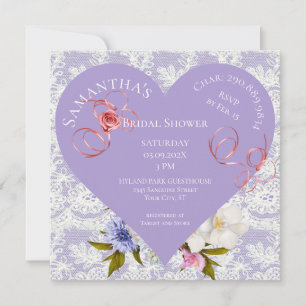 Invitation Lavande et dentelle coeur nuptiale de douche Invit
