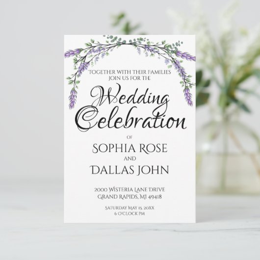Invitation Lavande et Eucalyptus (Debout devant)