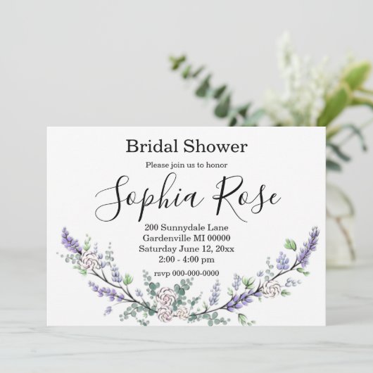 Invitation Lavande et Eucalyptus (Debout devant)