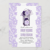 Invitation Lavande et fleurs violettes Mariage à lanterne (Devant / Derrière)