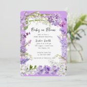 Invitation Lavande et Lilac Boho Baby in Bloom Baby shower (Debout devant)