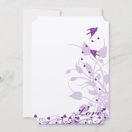 Invitation Lavande et Lilac Plum violet Inséparable Mariage (Dos)