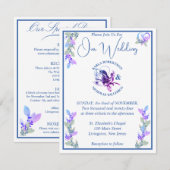 Invitation Lavande et Mariage floral de la teinte bleue (Devant / Derrière)