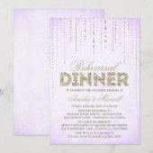 Invitation Lavande et Parties scintillant d'or Regarder Dîner (Devant / Derrière)