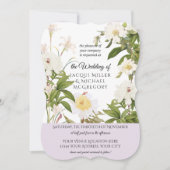Invitation Lavande et Rose ivoire w Mariage de feuillage feui (Devant)