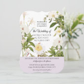 Invitation Lavande et Rose ivoire w Mariage de feuillage feui (Debout devant)