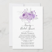 Invitation Lavande et Silver Floral Virtual Drive par douche (Devant)