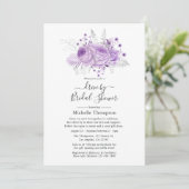 Invitation Lavande et Silver Floral Virtual Drive par douche (Debout devant)