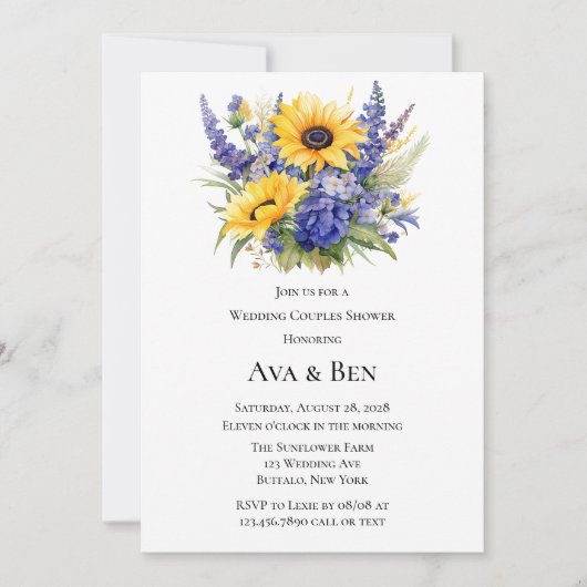 Invitation Lavande et tournesol Mariage Couples Douche (Devant)