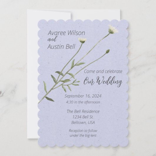 Invitation Lavande et une seule taille (Devant)