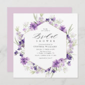 Invitation lavande et verdure nuptiale fleurie (Devant / Derrière)