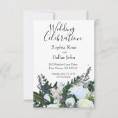 Invitation Lavande Eucalyptus blanc roses Mariage (Devant)