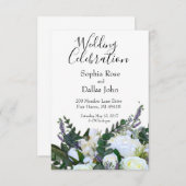 Invitation Lavande Eucalyptus blanc roses Mariage (Devant / Derrière)