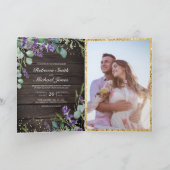 Invitation Lavande Eucalyptus Bois Rustique Code QR Mariage (Intérieur)