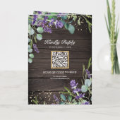 Invitation Lavande Eucalyptus Bois Rustique Code QR Mariage (Dos)