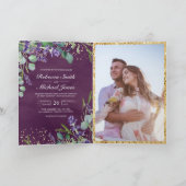 Invitation Lavande Eucalyptus Code QR Photo Violet Mariage (Intérieur)