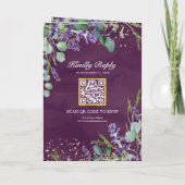Invitation Lavande Eucalyptus Code QR Photo Violet Mariage (Dos)