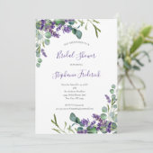 Invitation Lavande Eucalyptus Purple Fête des mariées verte (Debout devant)