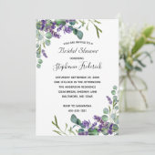 Invitation Lavande Eucalyptus Purple Fête des mariées verte (Debout devant)