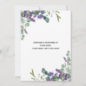Invitation Lavande Eucalyptus Purple Fête des mariées verte (Dos)