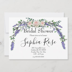 Invitation Lavande Eucalyptus rose roses roses blanches