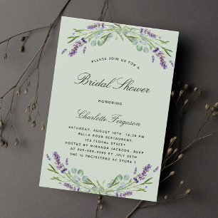 Invitation Lavande eucalyptus vert fleuri douche nuptiale