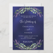 Invitation Lavande eucalyptus vert marine bleu mariage (Devant)