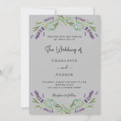 Invitation Lavande eucalyptus vert violet gris mariage (Devant)