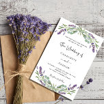 Invitation Lavande eucalyptus vert violet mariage<br><div class="desc">Un arrière - plan blanc décoré de fleurs de lavande et de verdure d'eucalyptus. Personnalisez et vos noms et détails. Retour : lavande,  arrière - plan violet.</div>