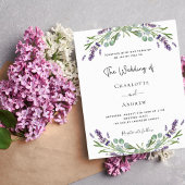 Invitation Lavande eucalyptus vert violet mariage