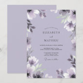 Invitation Lavande Fleur Délicate Arche Mariage (Devant / Derrière)