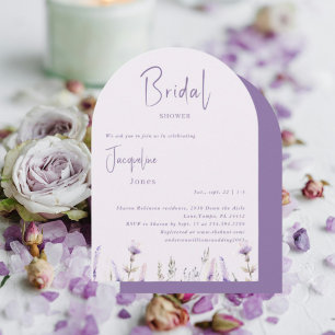 Invitation Lavande Fleurie Mariage Arqué
