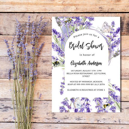 Invitation Lavande fleurie violette nuptiale