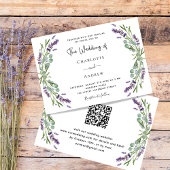 Invitation Lavande fleuris verdure QR RSVP mariage de luxe