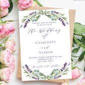 Invitation Lavande fleurit vert violet script mariage