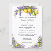 Invitation Lavande fleurs citrons mariage (Devant)