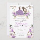 Invitation Lavande Fleurs Cowgirl Western Quinceañera (Devant)
